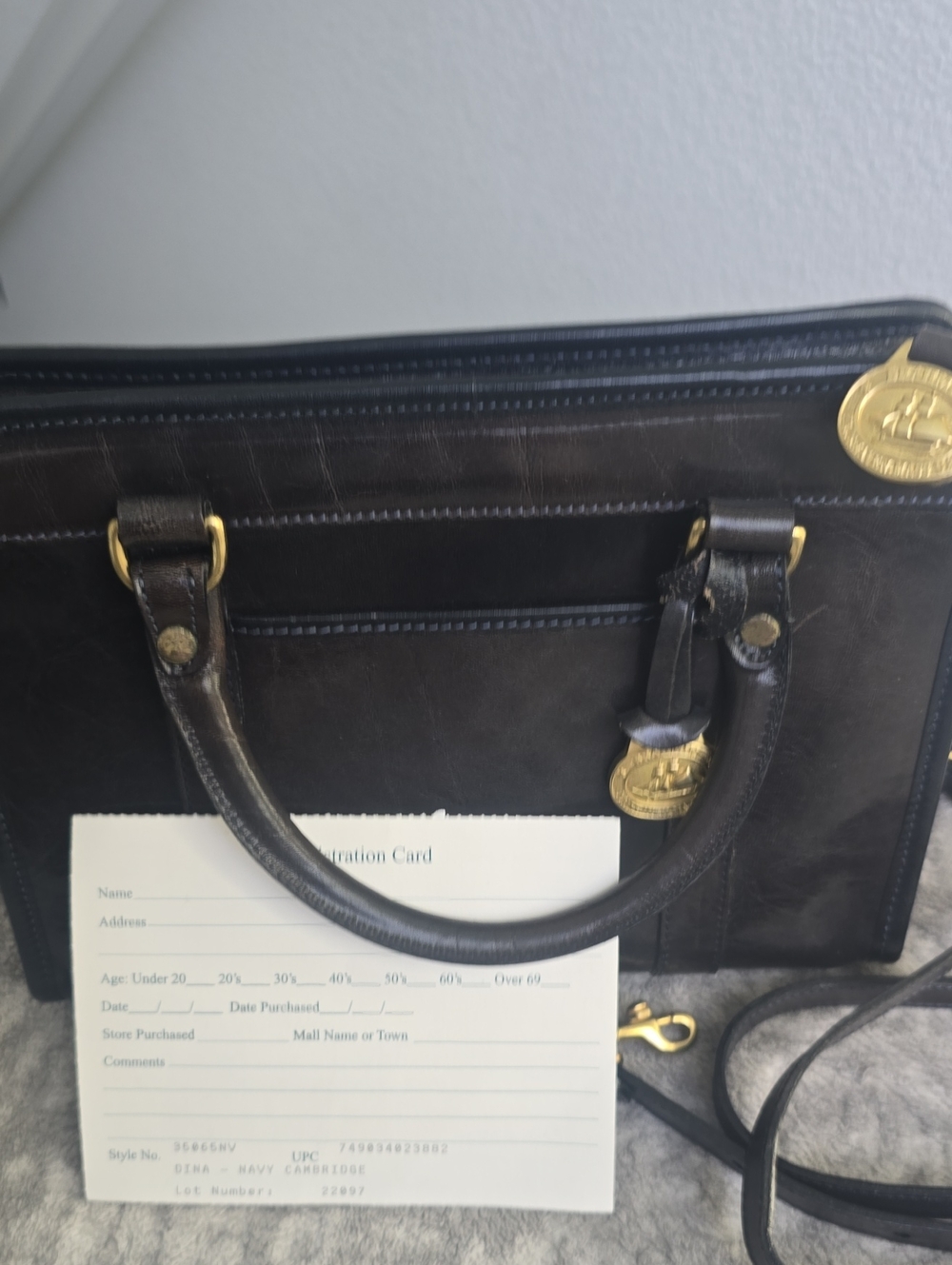 Brahmin Dark Brown Leather Satchel with Gold Medallion Hardware